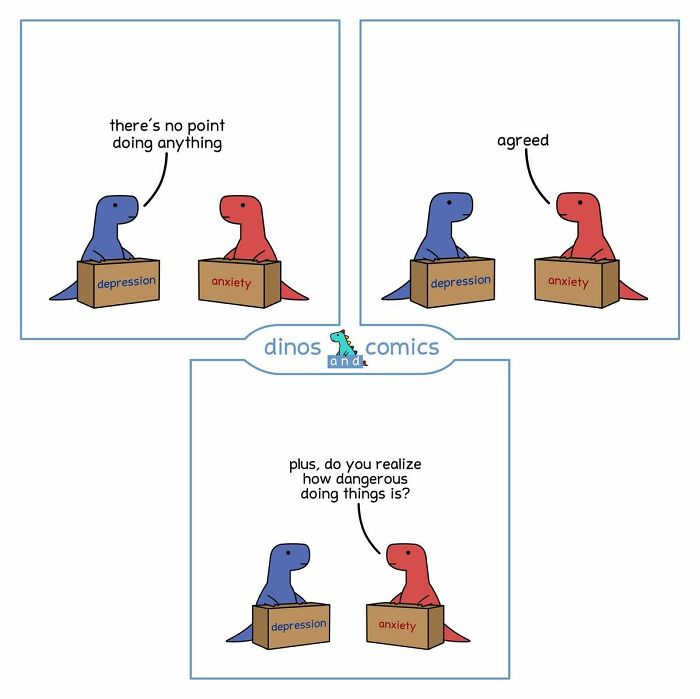 48 New “Dinosaur Couch” Comics Exploring Complex Emotions And Mental Health 48 New “Dinosaur Couch” Comics Exploring Complex Emotions And Mental Health