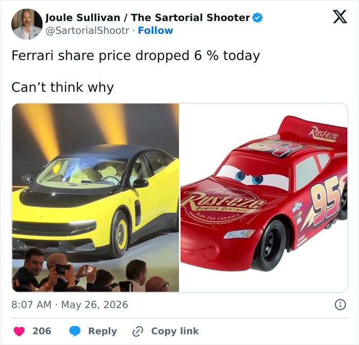 Ferrari’s First Fully Electric Car Gets Brutally Roasted Online With A Barrage Of Memes: “Vacuum Cleaner”