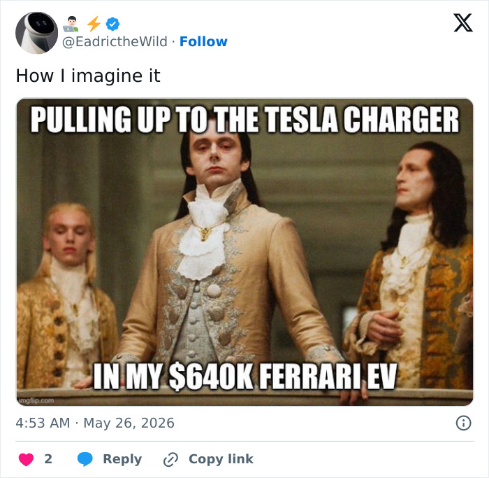 Ferrari’s First Fully Electric Car Gets Brutally Roasted Online With A Barrage Of Memes: “Vacuum Cleaner”