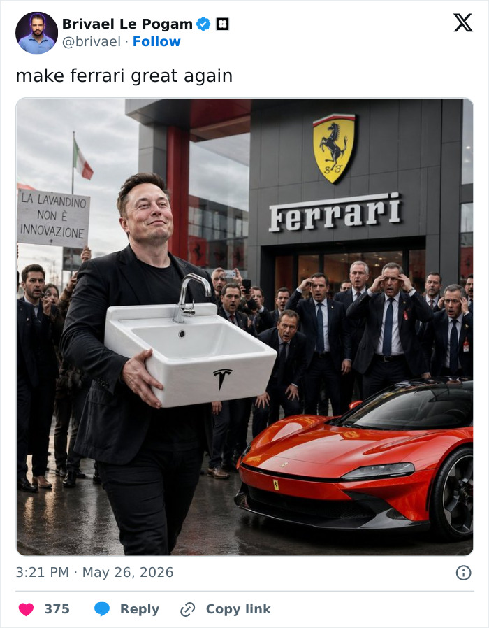 Ferrari’s First Fully Electric Car Gets Brutally Roasted Online With A Barrage Of Memes: “Vacuum Cleaner”