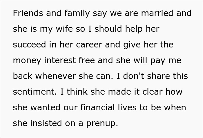 Wife Demands Prenup To Protect Her Income, Hubby Offers Her An 8% Interest Loan When She Needs Help Wife Demands Prenup To Protect Her Income, Hubby Offers Her An 8% Interest Loan When She Needs Help