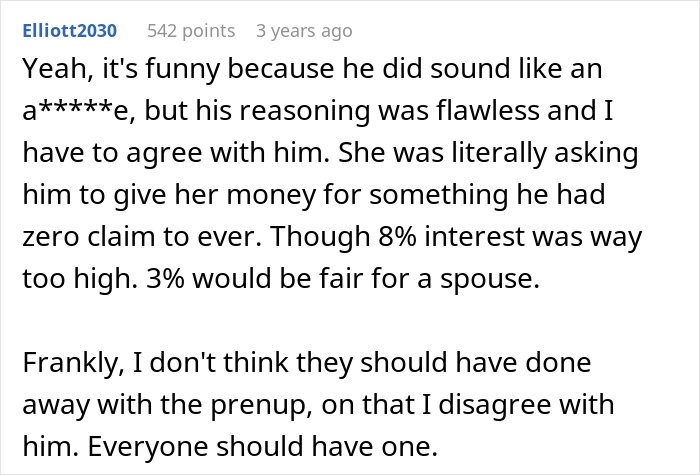 Wife Demands Prenup To Protect Her Income, Hubby Offers Her An 8% Interest Loan When She Needs Help Wife Demands Prenup To Protect Her Income, Hubby Offers Her An 8% Interest Loan When She Needs Help