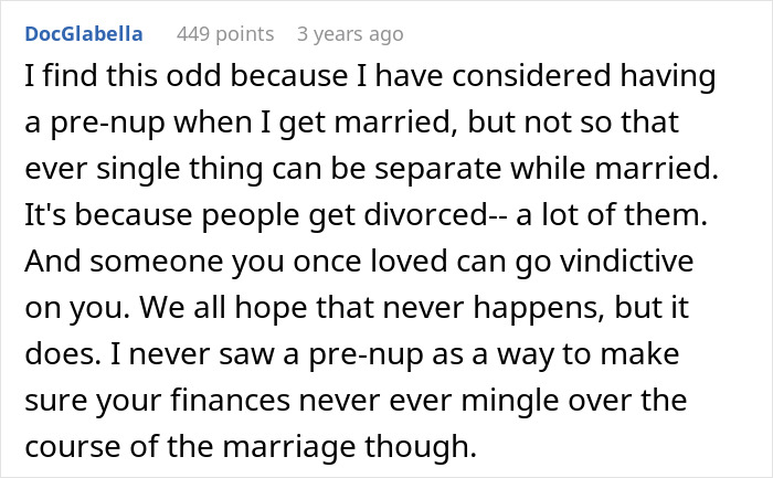 Wife Demands Prenup To Protect Her Income, Hubby Offers Her An 8% Interest Loan When She Needs Help Wife Demands Prenup To Protect Her Income, Hubby Offers Her An 8% Interest Loan When She Needs Help