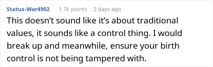 Guy Says GF Must “Submit” To Being A SAHM With Traditional Values, She Feels Lost And Trapped Guy Says GF Must “Submit” To Being A SAHM With Traditional Values, She Feels Lost And Trapped