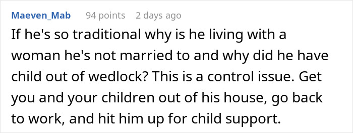 Guy Says GF Must “Submit” To Being A SAHM With Traditional Values, She Feels Lost And Trapped Guy Says GF Must “Submit” To Being A SAHM With Traditional Values, She Feels Lost And Trapped