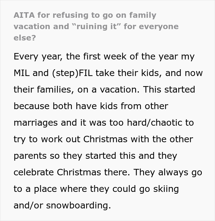Woman Refuses Stressful Family Vacation While Pregnant, MIL Claims She’s Tearing Family Apart Woman Refuses Stressful Family Vacation While Pregnant, MIL Claims She’s Tearing Family Apart