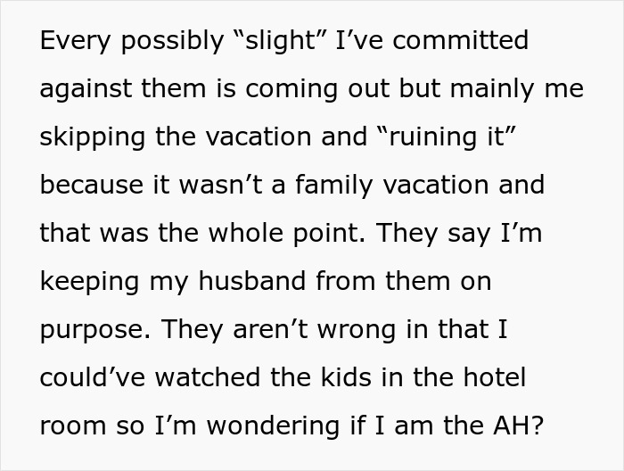 Woman Refuses Stressful Family Vacation While Pregnant, MIL Claims She’s Tearing Family Apart Woman Refuses Stressful Family Vacation While Pregnant, MIL Claims She’s Tearing Family Apart