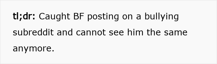 Guy Picks Cyberbullying Over GF, Ends Up Single When He Refuses To Give Up His Body-Shaming Hobby Guy Picks Cyberbullying Over GF, Ends Up Single When He Refuses To Give Up His Body-Shaming Hobby