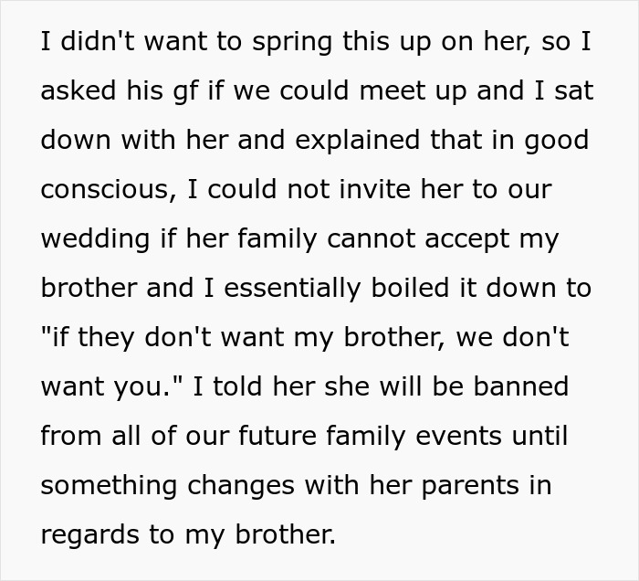 Man Tells Brother&rsquo;s GF She&rsquo;s Banned From All Family Events, His Reason Leaves Her Speechless