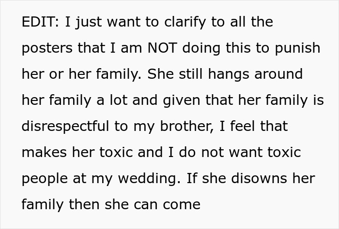 Man Tells Brother&rsquo;s GF She&rsquo;s Banned From All Family Events, His Reason Leaves Her Speechless
