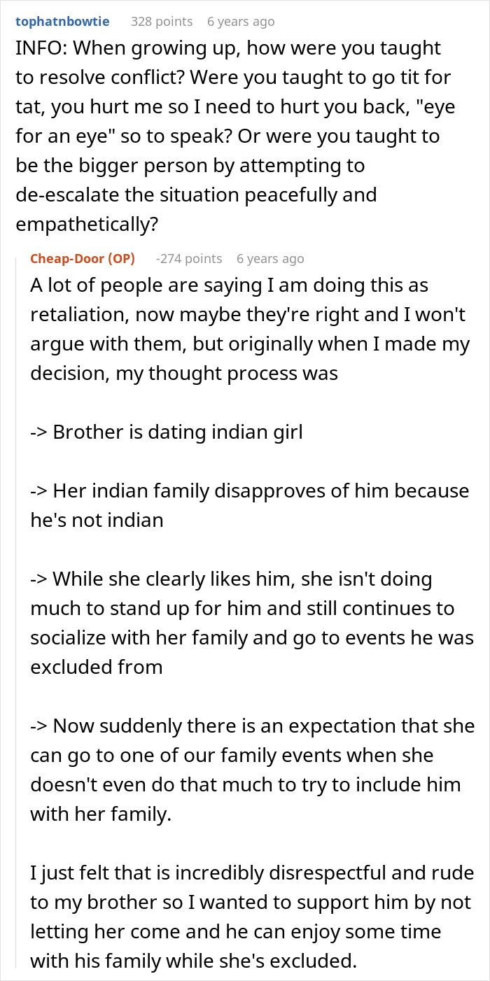 Man Tells Brother&rsquo;s GF She&rsquo;s Banned From All Family Events, His Reason Leaves Her Speechless