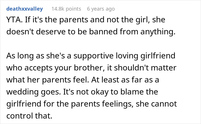 Man Tells Brother&rsquo;s GF She&rsquo;s Banned From All Family Events, His Reason Leaves Her Speechless