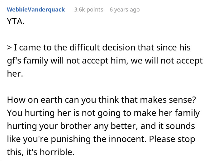 Man Tells Brother&rsquo;s GF She&rsquo;s Banned From All Family Events, His Reason Leaves Her Speechless