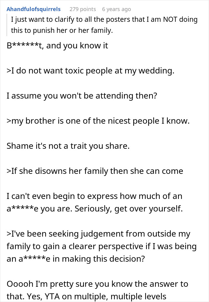 Man Tells Brother&rsquo;s GF She&rsquo;s Banned From All Family Events, His Reason Leaves Her Speechless