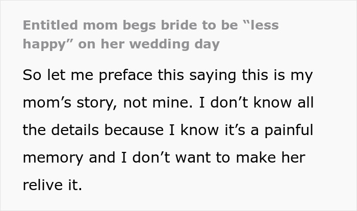 Woman Cries At Sister’s Wedding Out Of Jealousy, Mom Tells Bride To Be “Less Happy” During Event Woman Cries At Sister’s Wedding Out Of Jealousy, Mom Tells Bride To Be “Less Happy” During Event