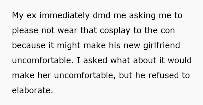 Cosplayer Avoids Ex All Day At Convention, Still Gets Accused Of Seeking Male Attention By His GF Cosplayer Avoids Ex All Day At Convention, Still Gets Accused Of Seeking Male Attention By His GF