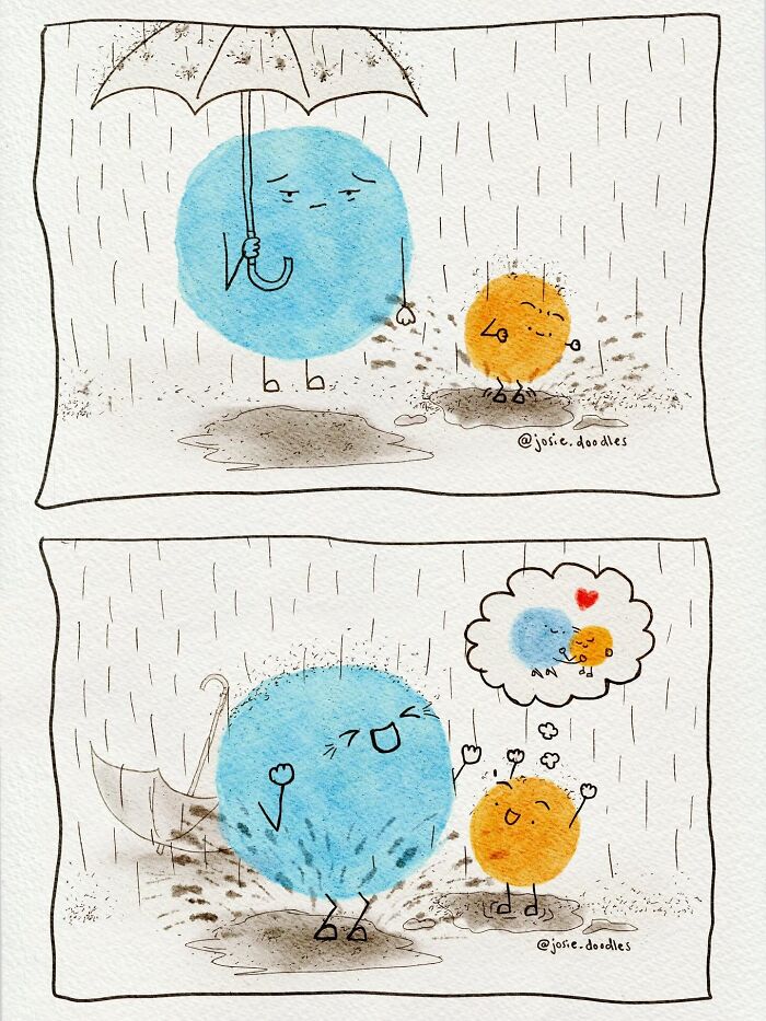 40 Wholesome Comics By Josie Doodles That Turn Emotions Into Tiny Watercolor Characters