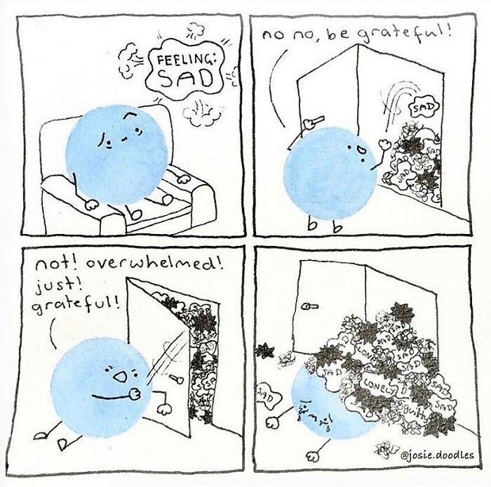 40 Wholesome Comics By Josie Doodles That Turn Emotions Into Tiny Watercolor Characters