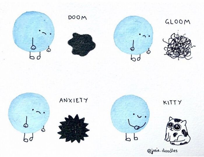 40 Wholesome Comics By Josie Doodles That Turn Emotions Into Tiny Watercolor Characters