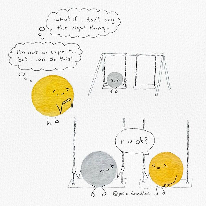 40 Wholesome Comics By Josie Doodles That Turn Emotions Into Tiny Watercolor Characters