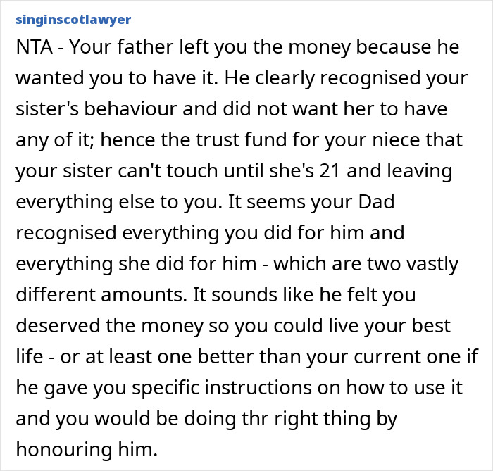 Woman Leeches Off Sick Dad For Years, Shamelessly Demands Half Of Inheritance He Left For Sister Woman Leeches Off Sick Dad For Years, Shamelessly Demands Half Of Inheritance He Left For Sister