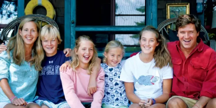 Tucker Carlson with his wife, Susan Andrews and their childern