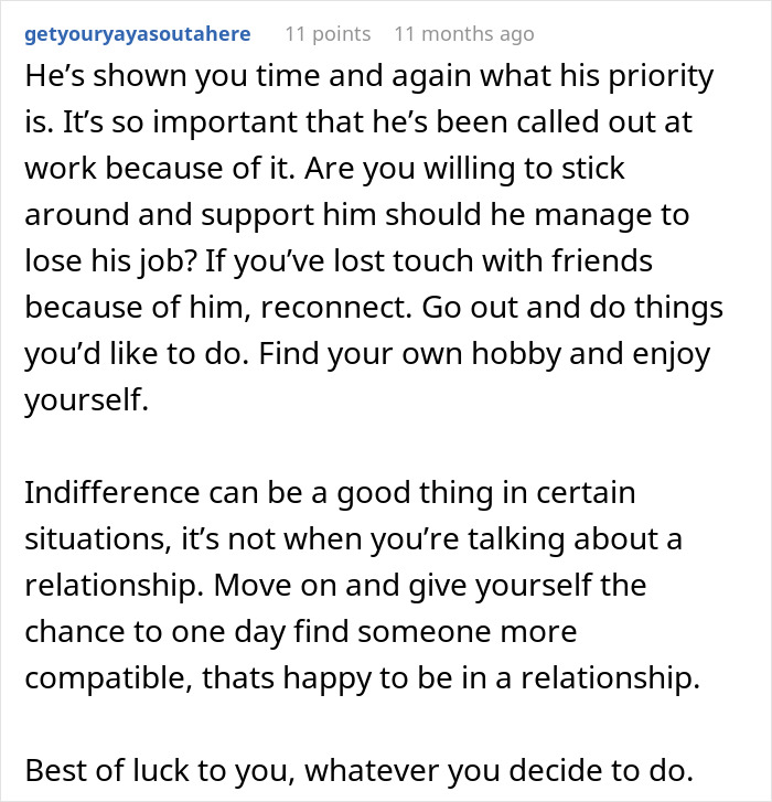 Woman Has A Moment Of Clarity And Dumps BF Who Tells Her What Is Actually Important To Him