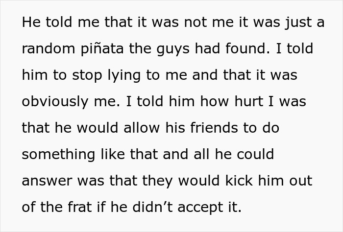 BF’s Fraternity Surprises Him With A Birthday Pi&ntilde;ata That Looks Exactly Like His GF, She’s Left Feeling Disturbed