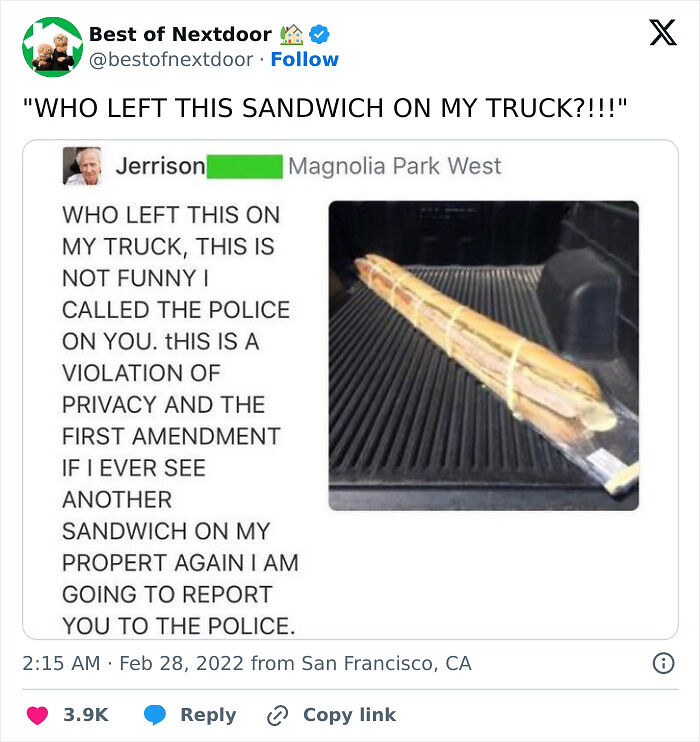 87 Unhinged And Entertaining Neighbor Antics Shared By This X Page (New Pics) 87 Unhinged And Entertaining Neighbor Antics Shared By This X Page (New Pics)