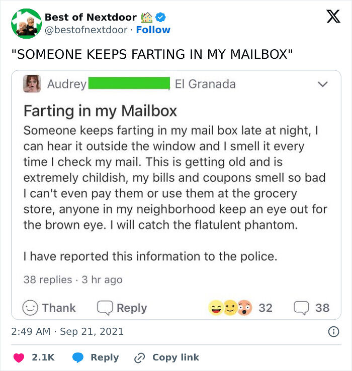 87 Unhinged And Entertaining Neighbor Antics Shared By This X Page (New Pics) 87 Unhinged And Entertaining Neighbor Antics Shared By This X Page (New Pics)