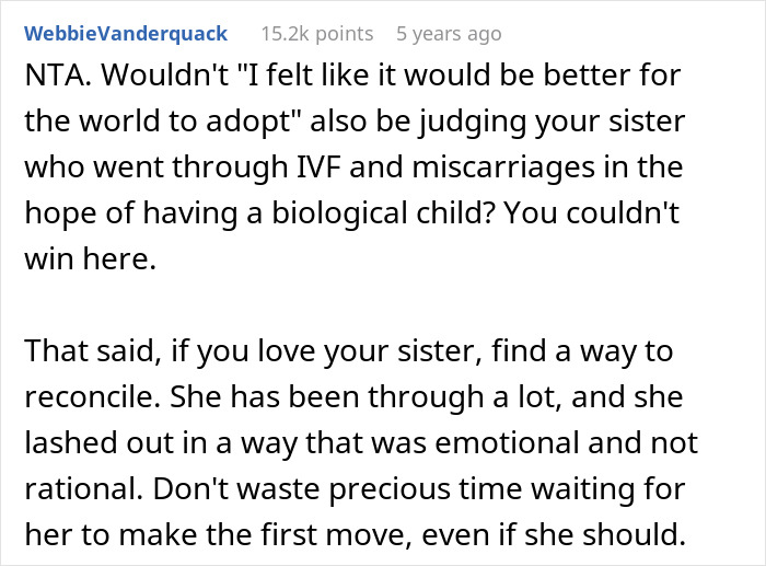 Guy Lies To Entire Family About Why He And Wife Adopted, Sister Completely Loses It