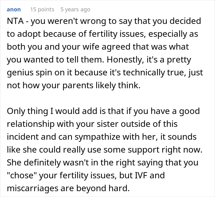 Guy Lies To Entire Family About Why He And Wife Adopted, Sister Completely Loses It