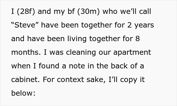 Woman Finds Boyfriend’s Ex’s Warning Note Hidden In His House, Realizes She Might Be Right Woman Finds Boyfriend’s Ex’s Warning Note Hidden In His House, Realizes She Might Be Right
