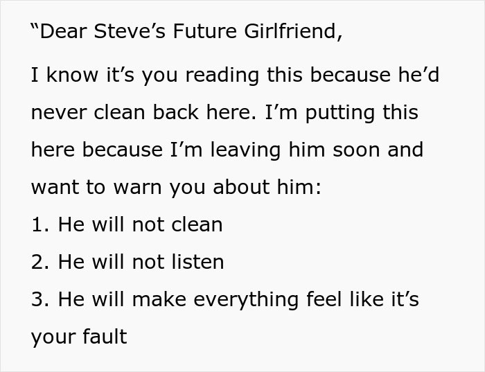 Woman Finds Boyfriend’s Ex’s Warning Note Hidden In His House, Realizes She Might Be Right Woman Finds Boyfriend’s Ex’s Warning Note Hidden In His House, Realizes She Might Be Right