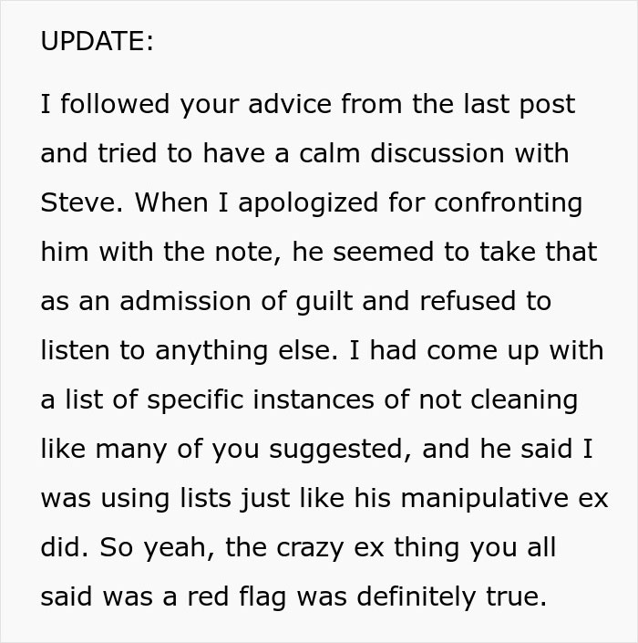 Woman Finds Boyfriend’s Ex’s Warning Note Hidden In His House, Realizes She Might Be Right Woman Finds Boyfriend’s Ex’s Warning Note Hidden In His House, Realizes She Might Be Right