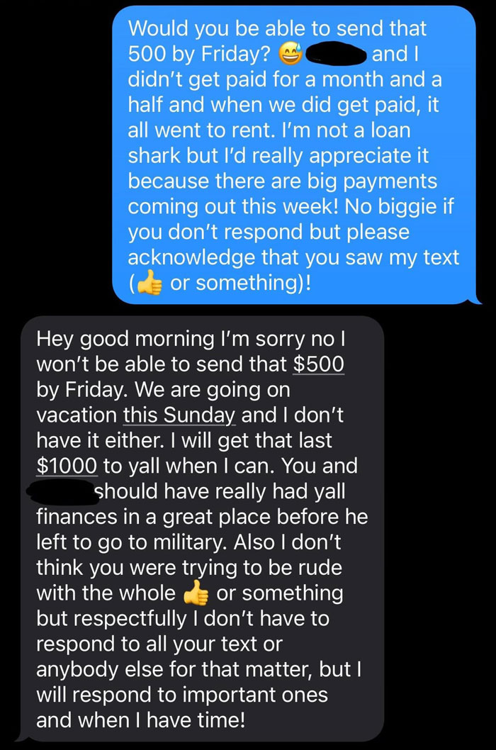 Financially Irresponsible MIL Refuses DIL’s Request To Pay Back $1.5K Loan, Says She’s On Vacation