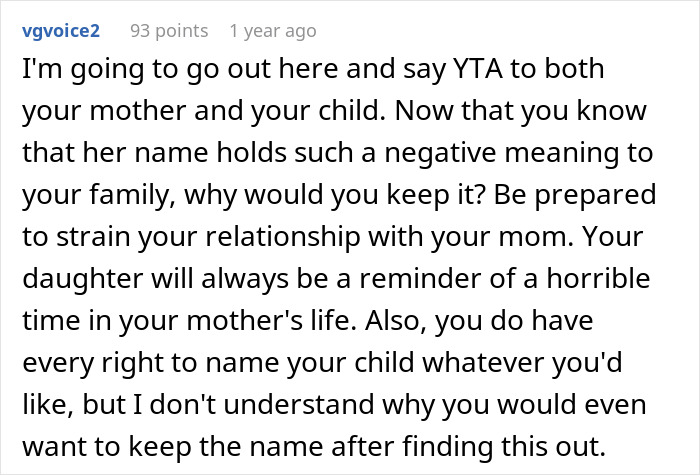 Woman Finds Out The Name She Gave Her Baby Has A Bad History In Her Family, Refuses To Change It Woman Finds Out The Name She Gave Her Baby Has A Bad History In Her Family, Refuses To Change It