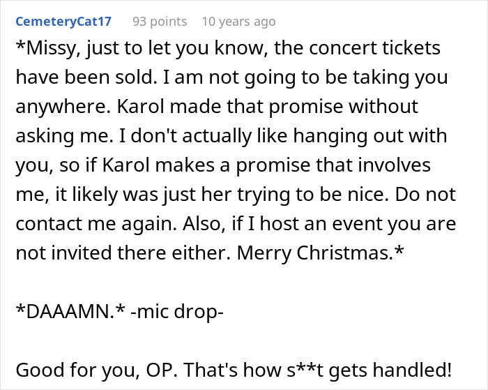 Woman Uses Concert Ticket To Appease Toxic Friend, Ends Up Hurting Sis As It Was A Gift From Her Woman Uses Concert Ticket To Appease Toxic Friend, Ends Up Hurting Sis As It Was A Gift From Her