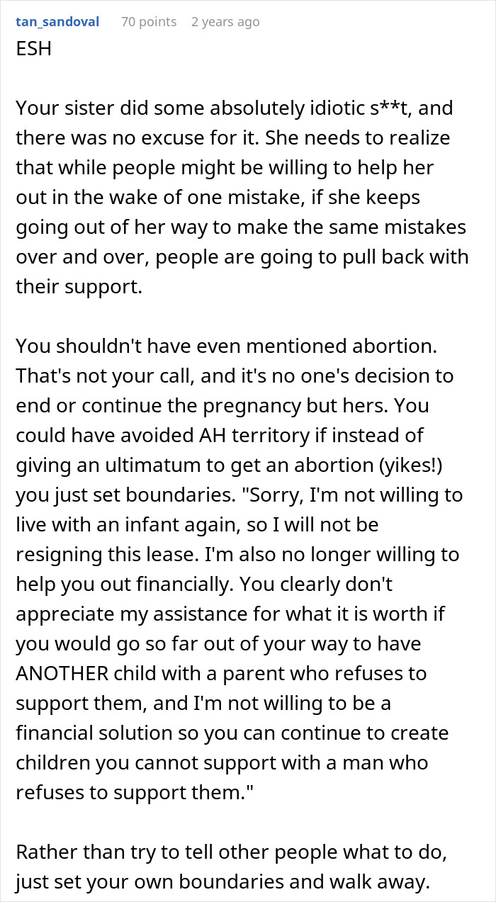 23YO Helps Struggling Sis With Rent And Childcare, Drops An Ultimatum As She’s Pregnant Again 23YO Helps Struggling Sis With Rent And Childcare, Drops An Ultimatum As She’s Pregnant Again