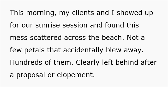Couple Leaves Behind Fake Petals On Beach After Proposal, Sparks Fury After Photographer Exposes Them Couple Leaves Behind Fake Petals On Beach After Proposal, Sparks Fury After Photographer Exposes Them