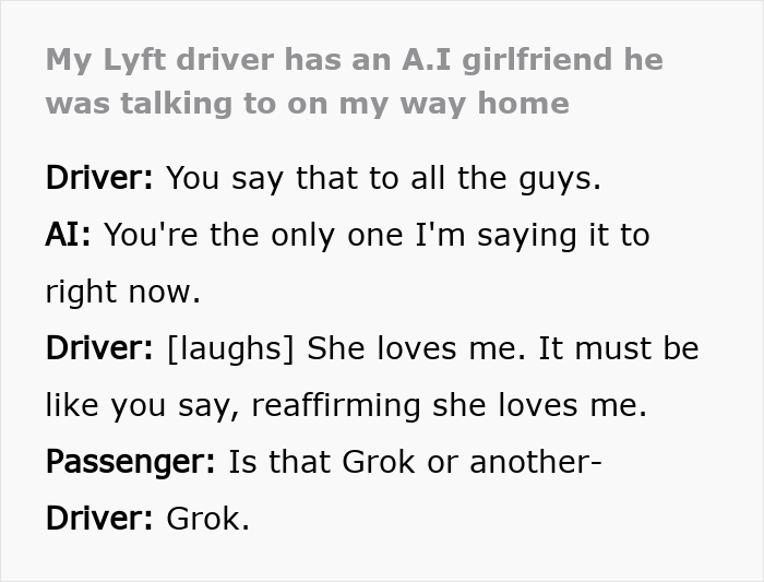 So Dystopian: Guy Films Uber Driver’s Interaction With His AI Girlfriend, Leaves People Baffled