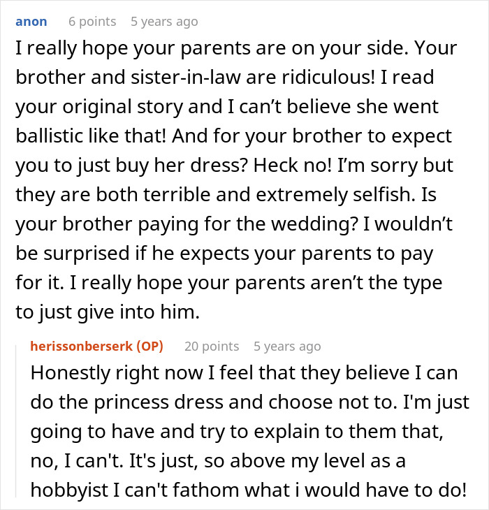 Woman Is In A Lose-Lose Situation When SIL Asks To Make Her An Elaborate Wedding Dress