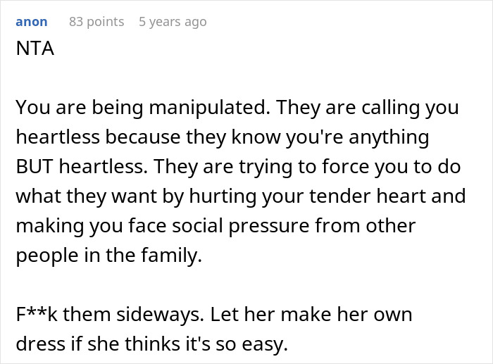 Woman Is In A Lose-Lose Situation When SIL Asks To Make Her An Elaborate Wedding Dress