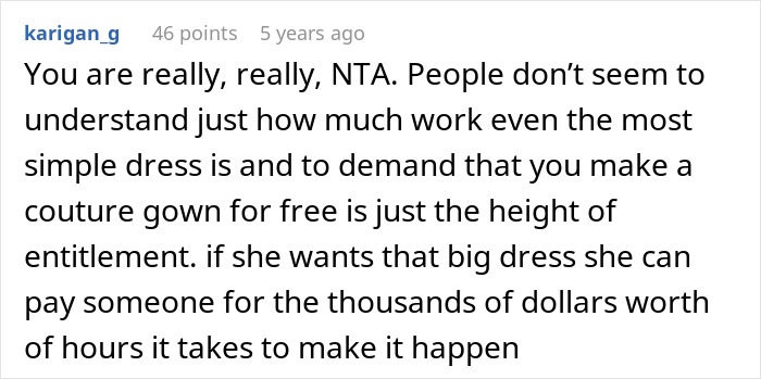 Woman Is In A Lose-Lose Situation When SIL Asks To Make Her An Elaborate Wedding Dress
