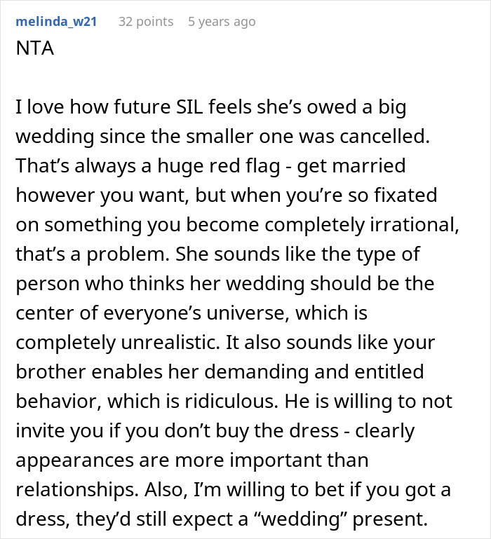 Woman Is In A Lose-Lose Situation When SIL Asks To Make Her An Elaborate Wedding Dress