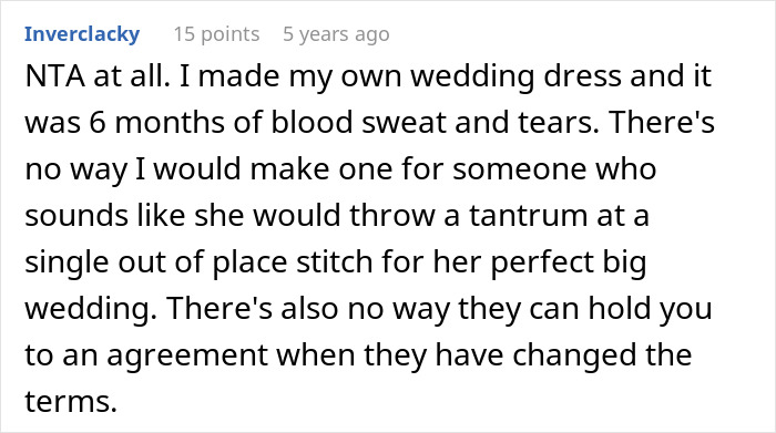 Woman Is In A Lose-Lose Situation When SIL Asks To Make Her An Elaborate Wedding Dress