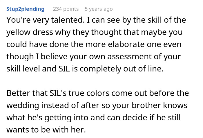Woman Is In A Lose-Lose Situation When SIL Asks To Make Her An Elaborate Wedding Dress