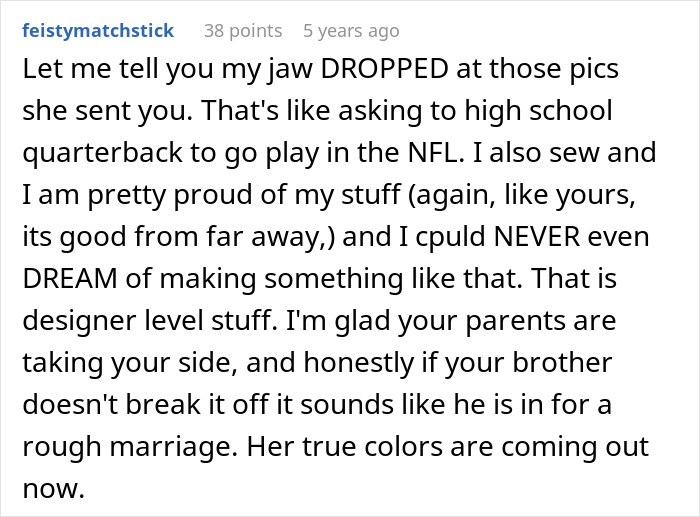 Woman Is In A Lose-Lose Situation When SIL Asks To Make Her An Elaborate Wedding Dress