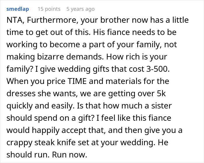 Woman Is In A Lose-Lose Situation When SIL Asks To Make Her An Elaborate Wedding Dress