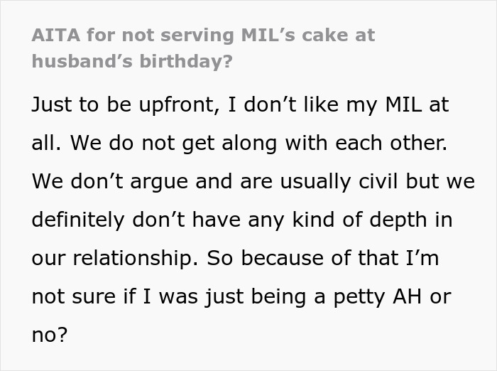 MIL Secretly Brings Her Own Cake To Son’s Birthday, Doesn’t Expect What Happens Next